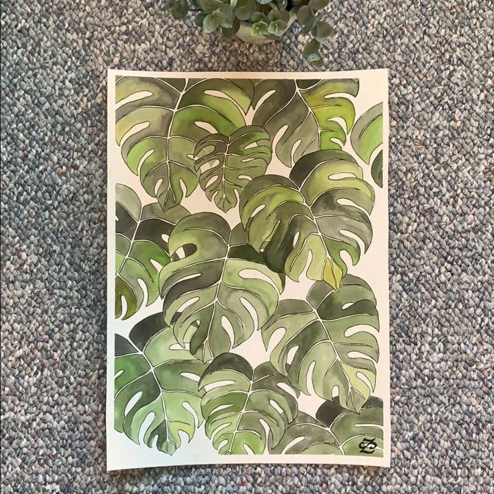 Monstera Watercolor painting - Picture 1 of 3
